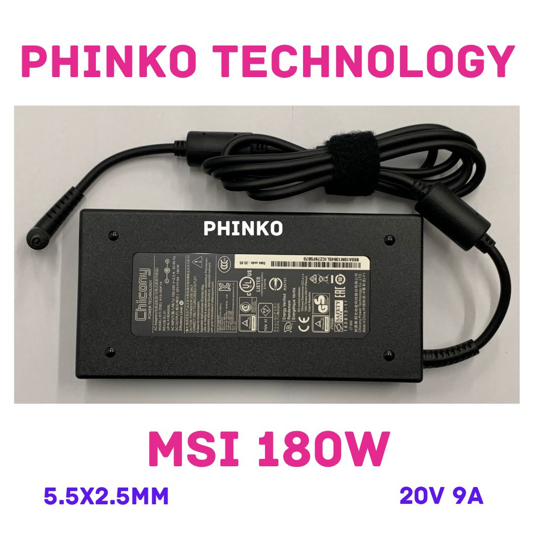 Chicony For MSI A17-180P4B GF65 Thin 10UE-078AU 180W 20V 9A Charger 5.5*2.5mm