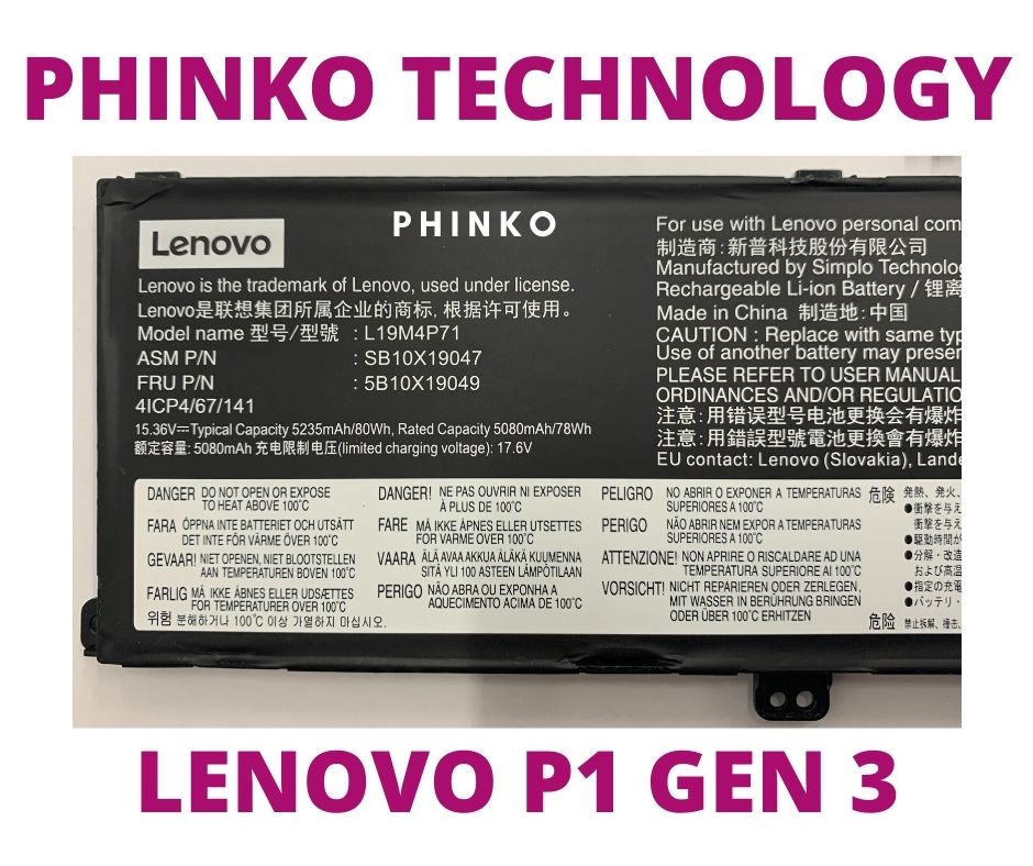 L19C4P71 L19M4P71 Battery For Lenovo ThinkPad P1 x1 Extreme Gen 3 20TH 20TJ