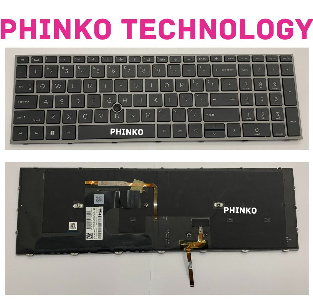 NEW Backlit Black Keyboard For HP ZBOOK Fury 17 G7 G8 Grey Frame