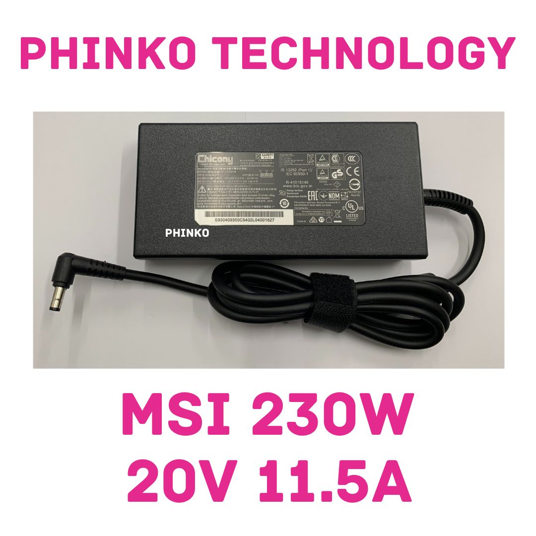 Liteon 230W 20V 11.5A AC Adapter for MSI Stealth GS66 GS75 5.5*2.5mm Charger