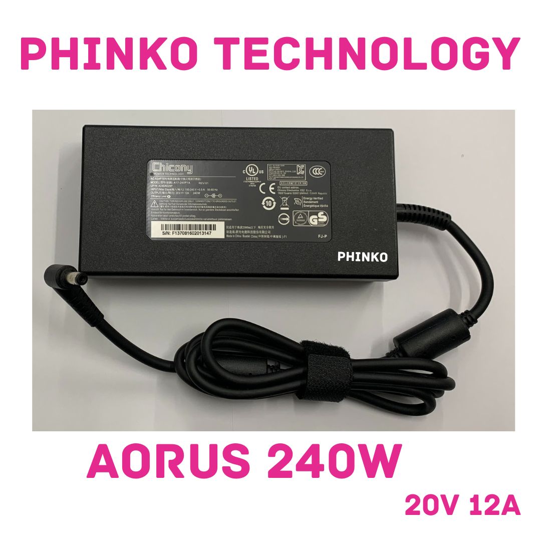 240W 20V 12A AC Power Adapter For GIGABYTE AORUS 17 BSG-13US654SH Charger