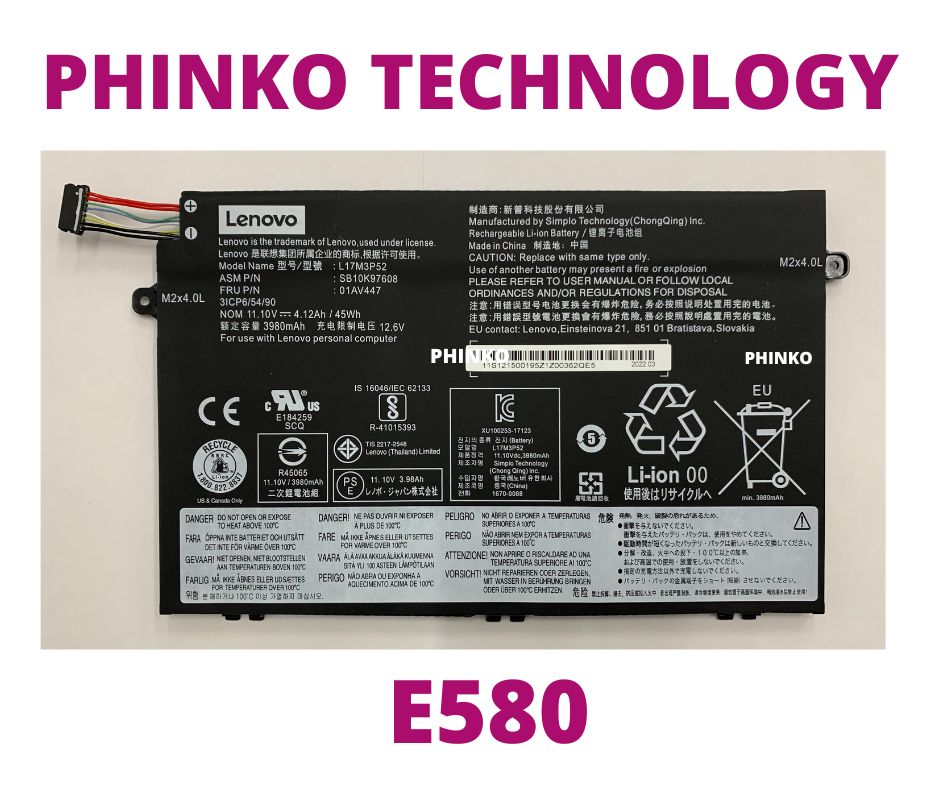 Original L17M3P52 Battery For Lenovo ThinkPad E480 E580 R480 R580 L17C3P51