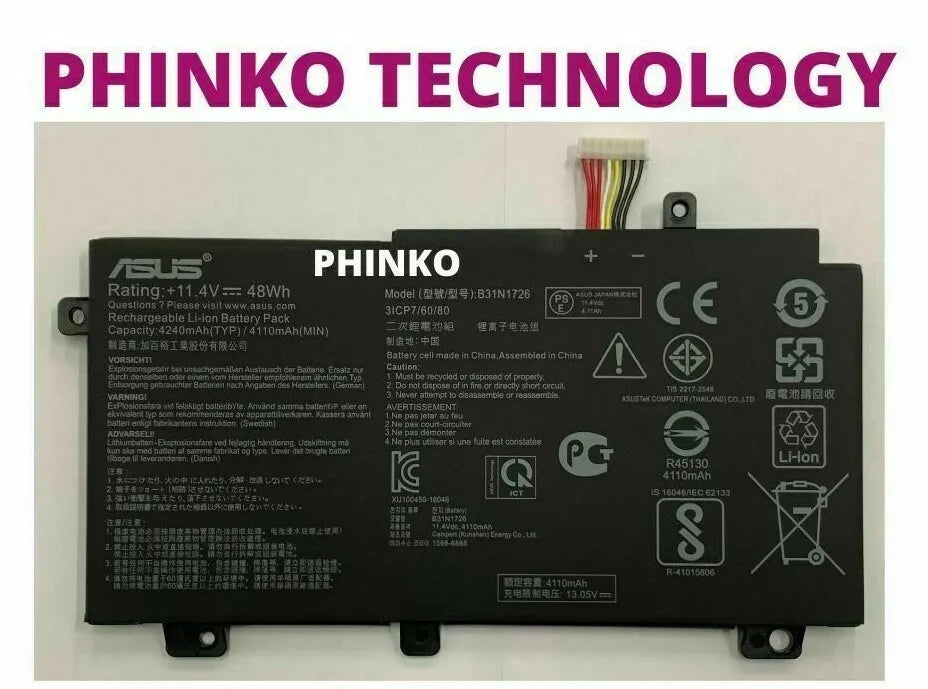 B31N1726 Battery For ASUS TUF FX80 FX86 A15 FX504 FX505 FA506 A17 TYPE B