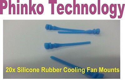 20x PCS Screw Silicone Rubber Pin Rivet Mounts Screws Cooling PC Fan -BLUE