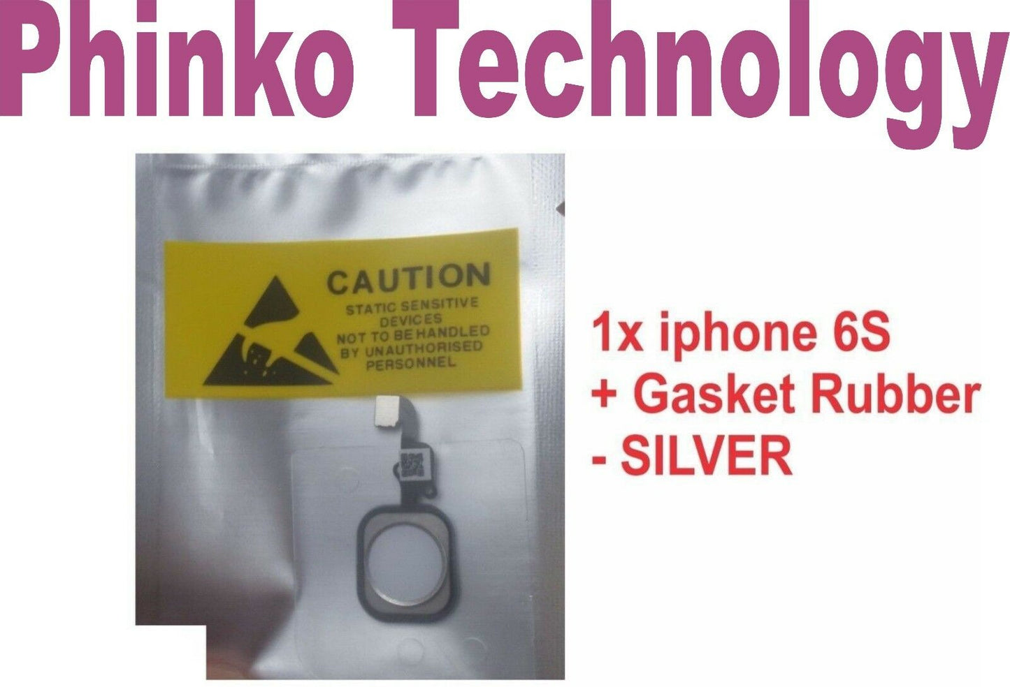 NEW iPhone 6S Home Button Flex Cable Full Assembly + home button Rubber - SILVER