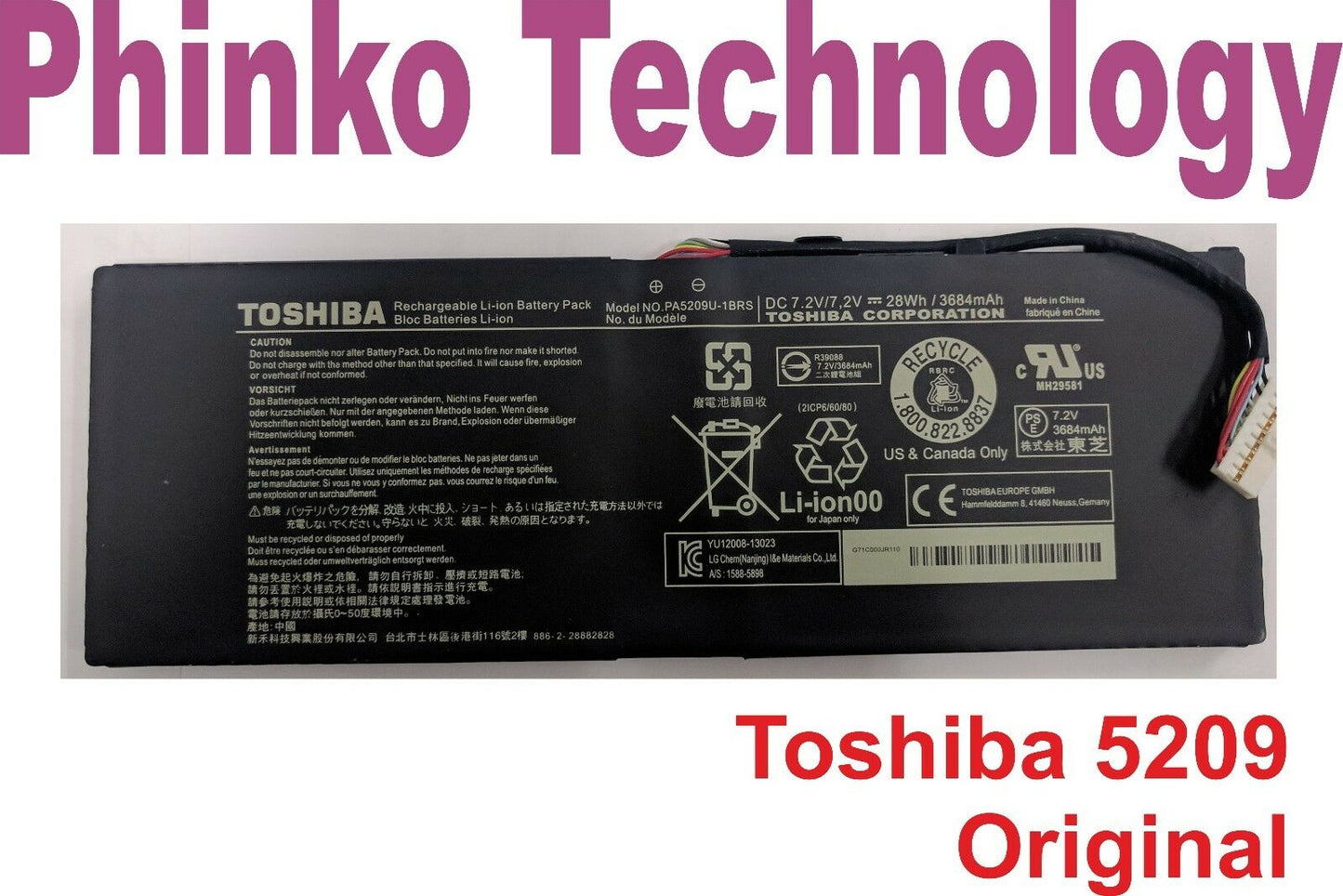 Original Genuine Battery for Toshiba L10W-B L15W-B PA5209U-1BRS P000627450