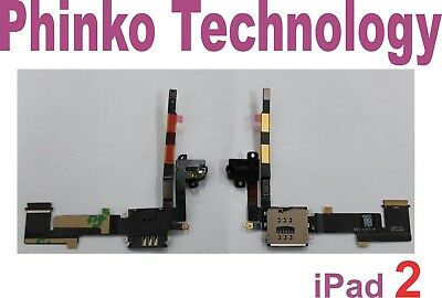 Headphone Audio Jack Socket+SIM Card Holder Connector Flex for Apple iPad 2 OEM