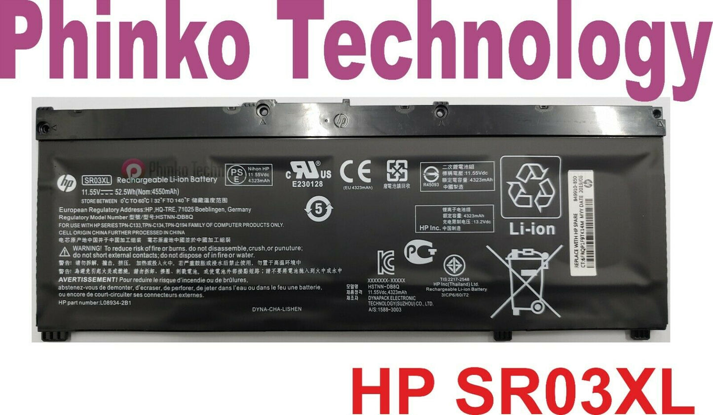 Original SR03XL Battery For HP Pavilion 15-CX L08934-1B1 TPN-C133 HSTNN-IB8L