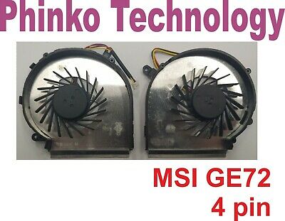 Laptop CPU GPU Cooling Fan for MSI GE62 GE72 PE70 PE60 GL62 GL72 4 pin Left + Right