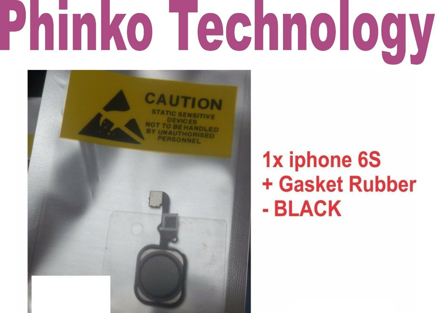 NEW iphone 6s Home Button Flex Cable Full Assembly + home button Rubber - BLACK