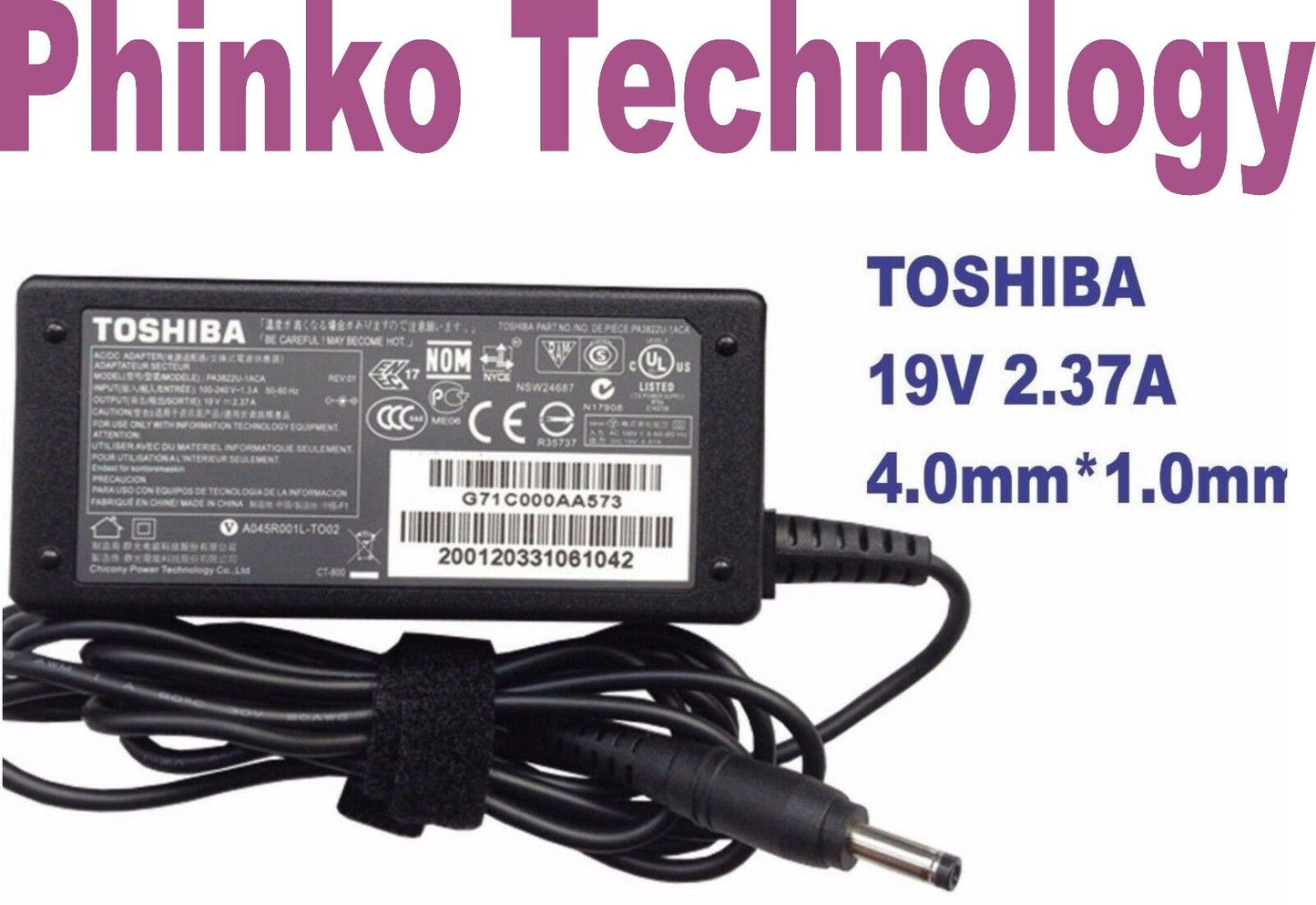 Genuine AC Adapter Charger for Toshiba Chromebook CB30-B CB35-B 19v2.37a