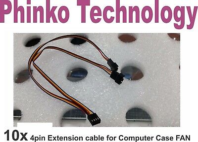 10x PC 4pin Fan Female to Dual 4Pin Male Y Splitter Adapter Cable