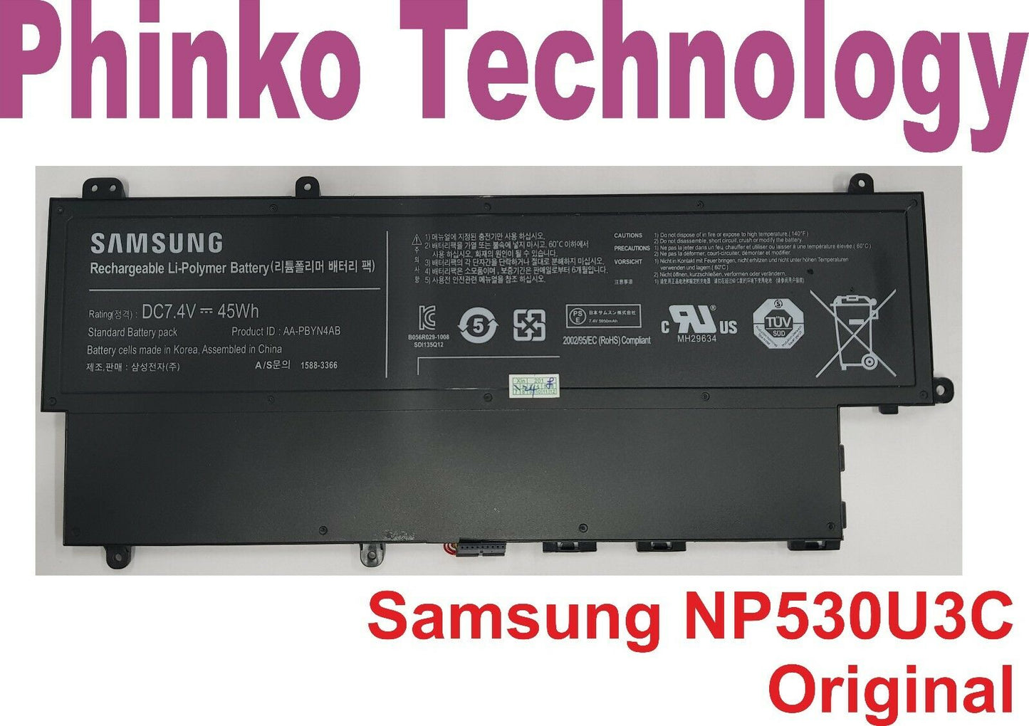 Original Battery For Samsung NP530U3C NP530U3B 535U3C NP540U3C AA-PBYN4AB
