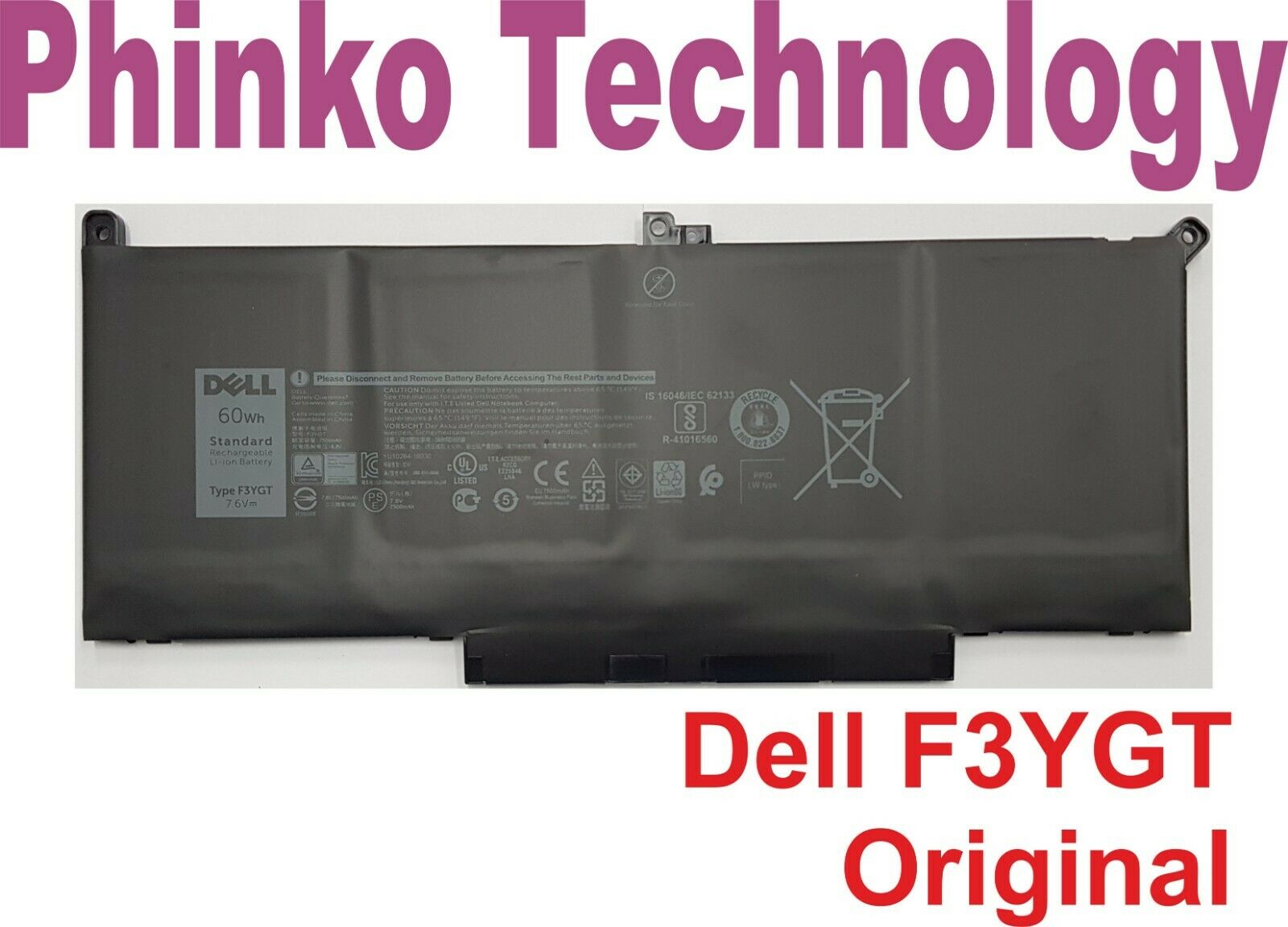 CSrose 60Wh Batteria Per Dell Latitude 7280/7380/7480/7290/7390/7490 – 6 Celle Li-Ion Da 7.6V Con 1000 Cicli Di Ricarica - 5