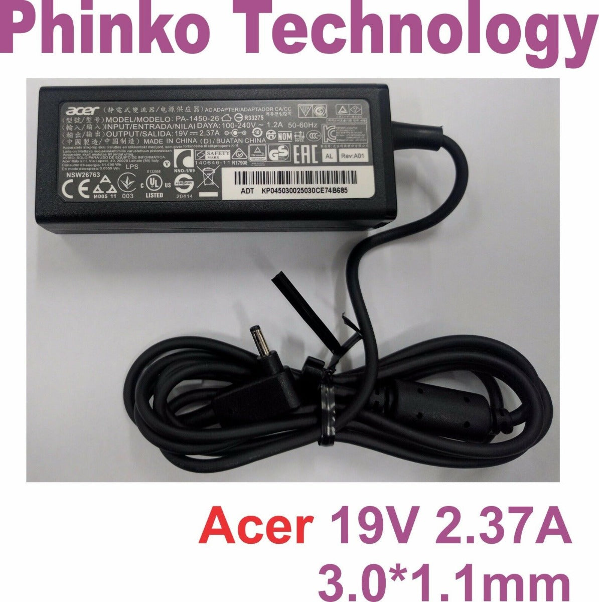 Power AC Adapter Charger for ACER PA-1450-26 ADP-45HE-B 3.0mm*1.0mm