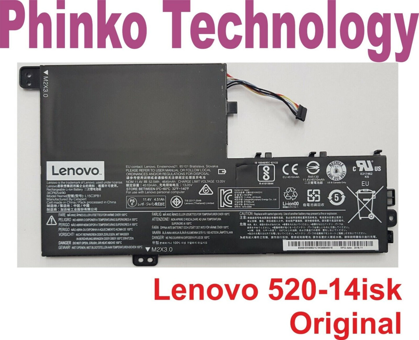 Original Battery for Lenovo Yoga 520-14isk 520-14ikb 520-14ast Series L15L3PB0