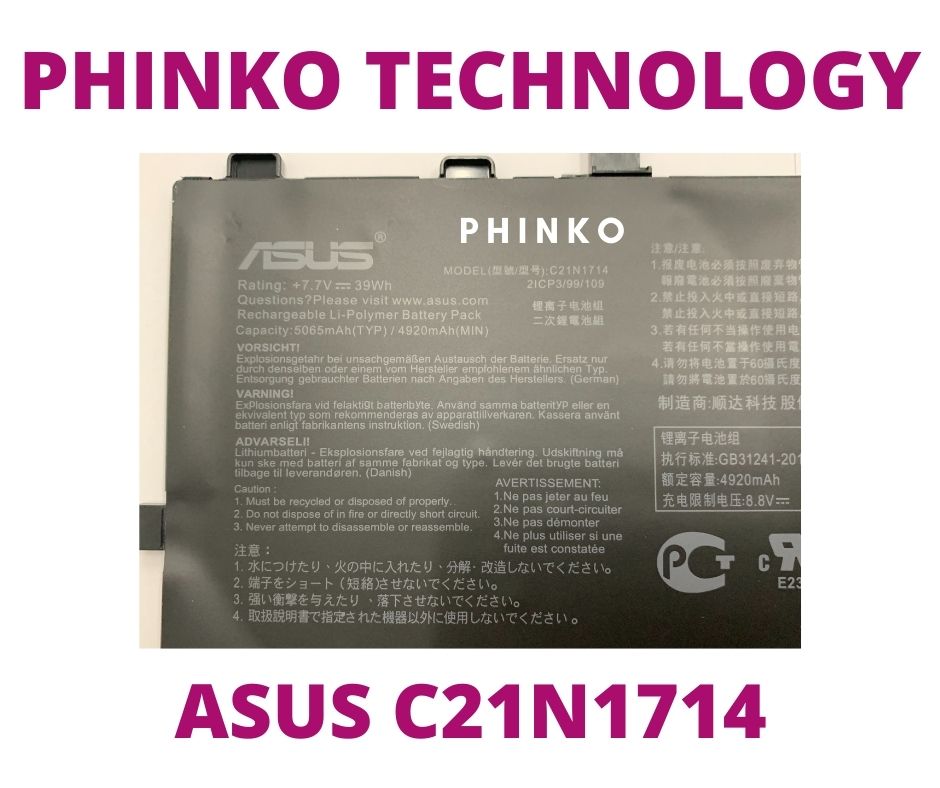 C21N1714 Battery for Asus Vivobook Flip TP401 TP401N 5065mAh 39Wh 7.7V