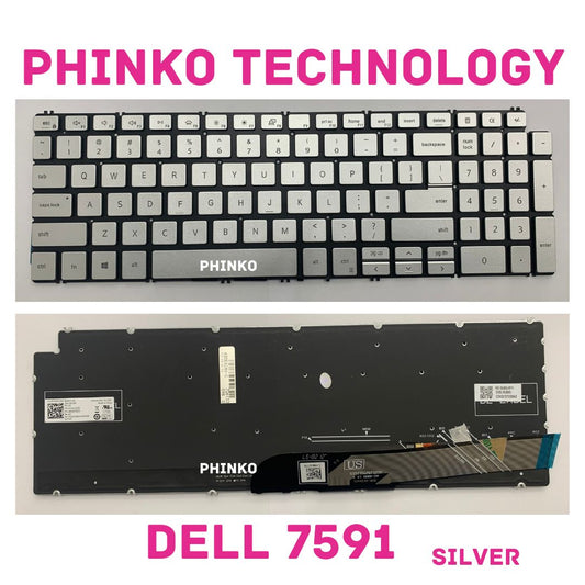 Keyboard DELL Inspiron 15 7500 7501 7590 7591 Silver Backlit