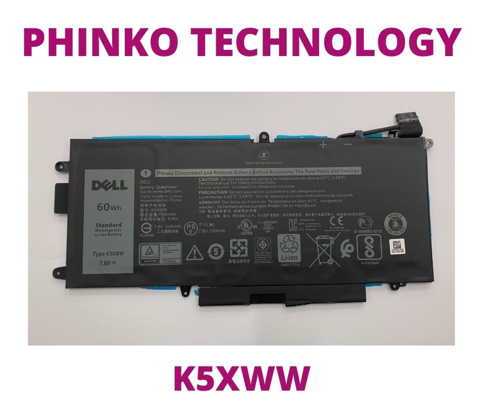 Genuine K5XWW Battery for Latitude 5289 2in1 7389 2in1 7390 2in1 P29S 7.6V 60Wh