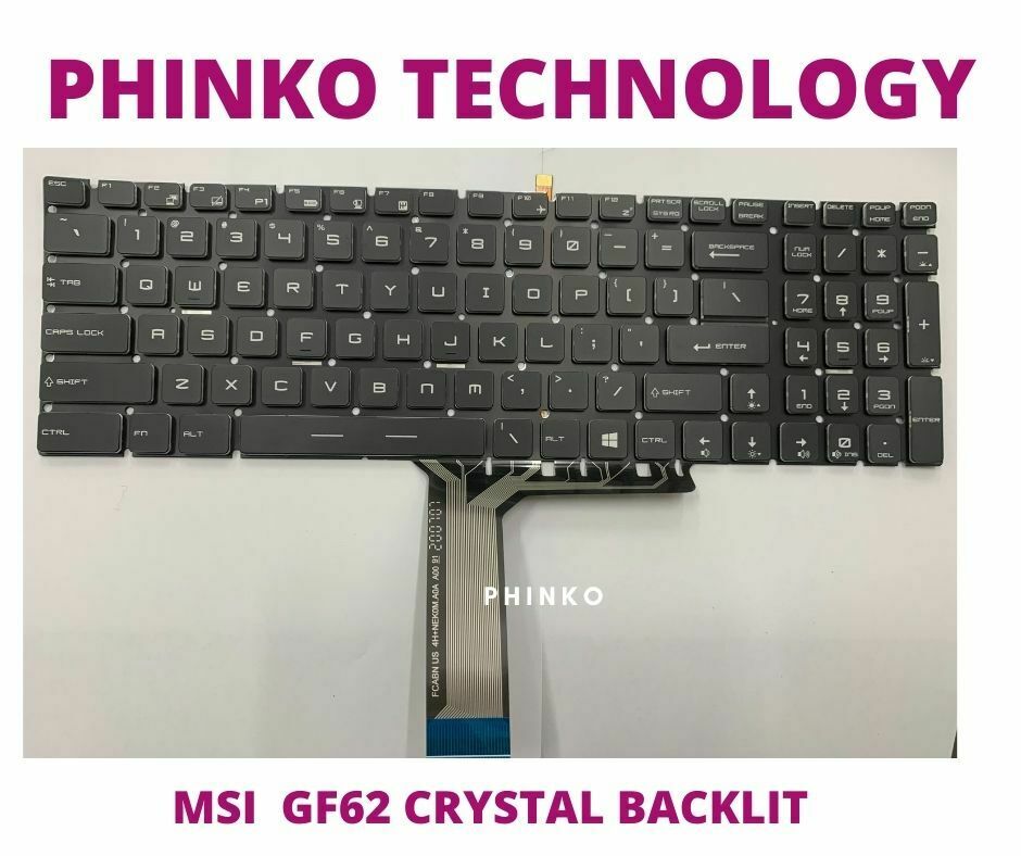 NEW For MSI GF62 GF62VR GP63 GP73 keyboard US Color Backlit Crystal