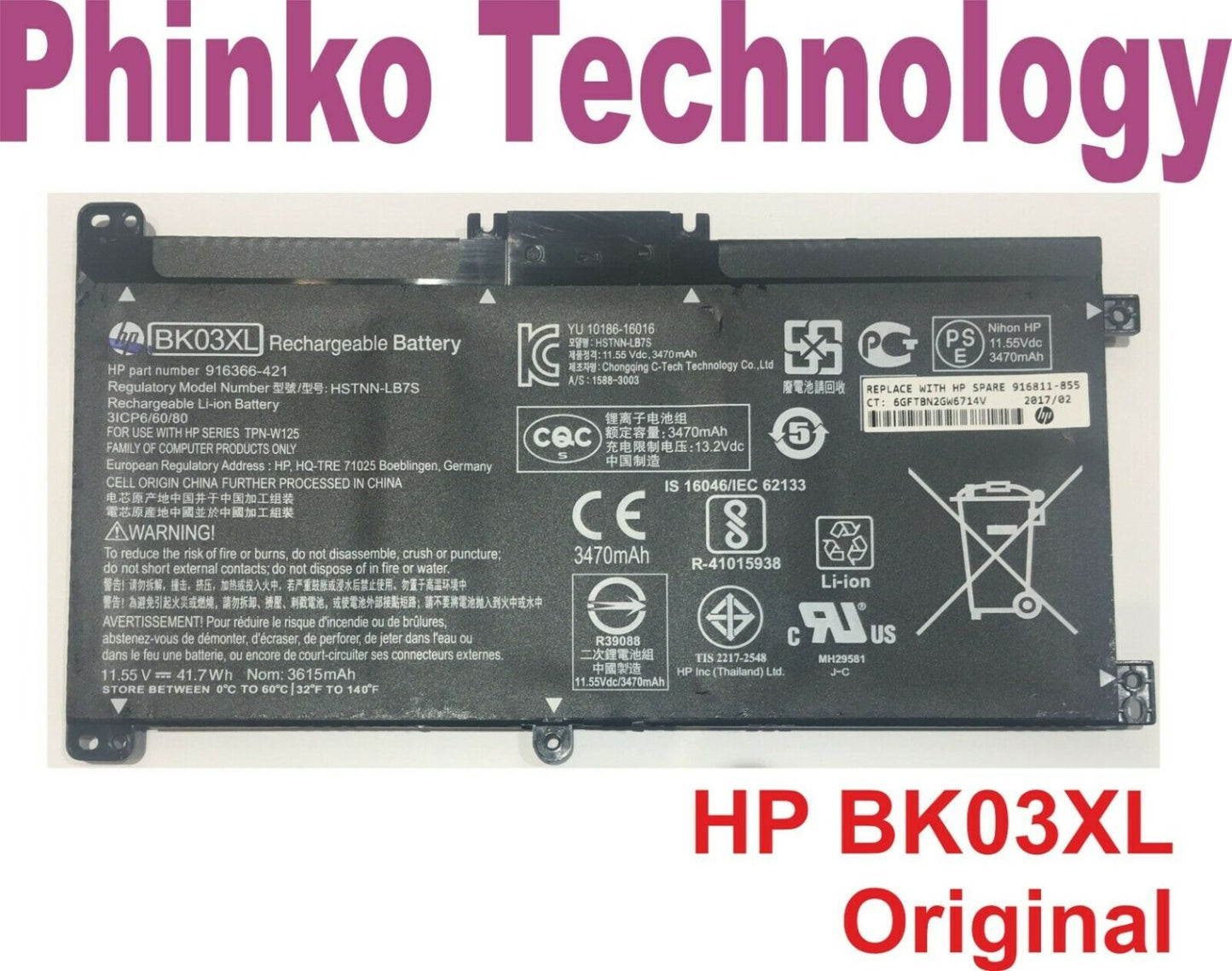 Genuine BK03XL Battery HP Pavilion x360 14-ba 14-ba008tu 14-ba103tu 14-ba159tx