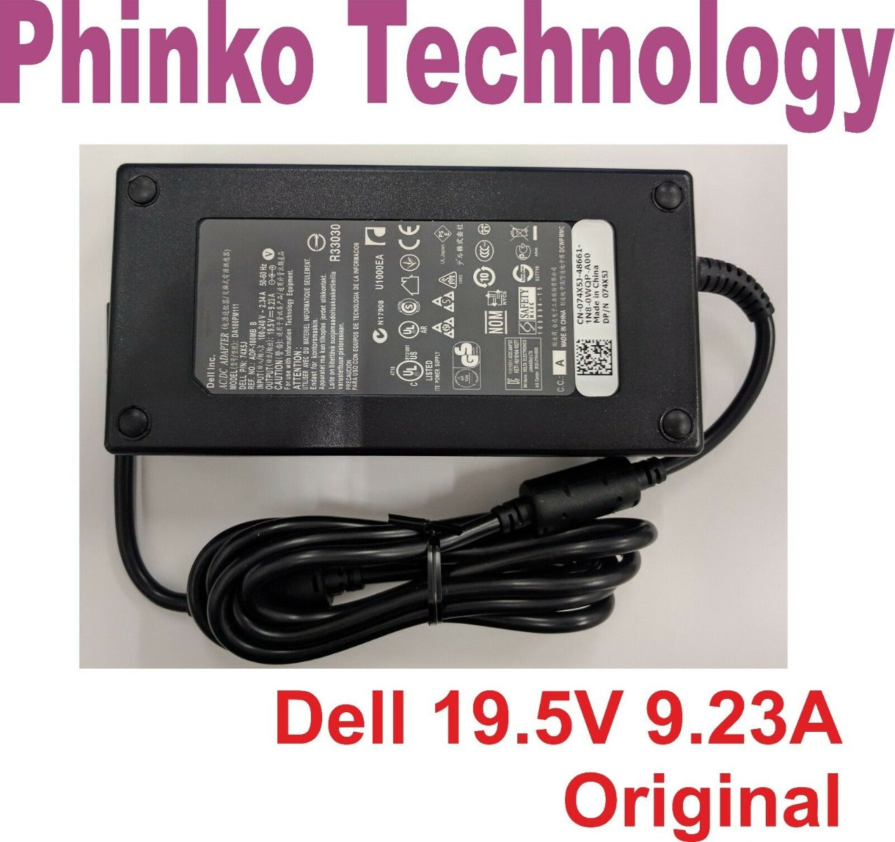 Genuine Dell DA180PM111 180W 19.5v 9.23A Laptop Power Adapter Charger 74X5J WW4X