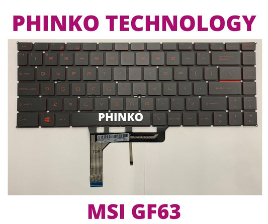 Keyboard MSI GF63 GF63 8RC GF63 8RD GF63 Thin 9SC US Black W/ Red Backlit