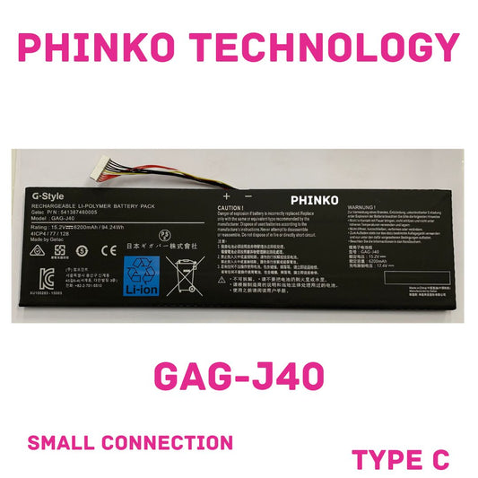 GAG-J40 541387460005 Battery for Gigabyte Aero14 Aero15 TYPE C SHORT CONNECTION