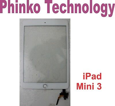 Ipad Mini 3 Touch Screen Digitizer Glass Home Button IC Flex White