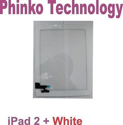 White Apple iPad 2 Digitizer Glass with Home button + Touch Screen