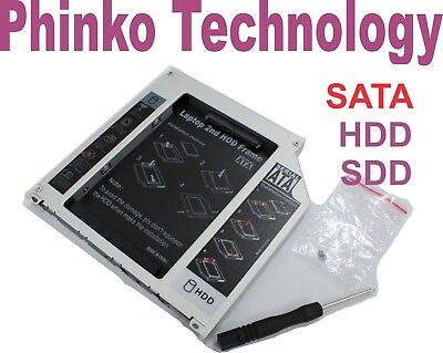 Notebook 9.5mm SATA CD ROM Optical Drive Bay for 2nd HDD Hard Drive Caddy Tray..