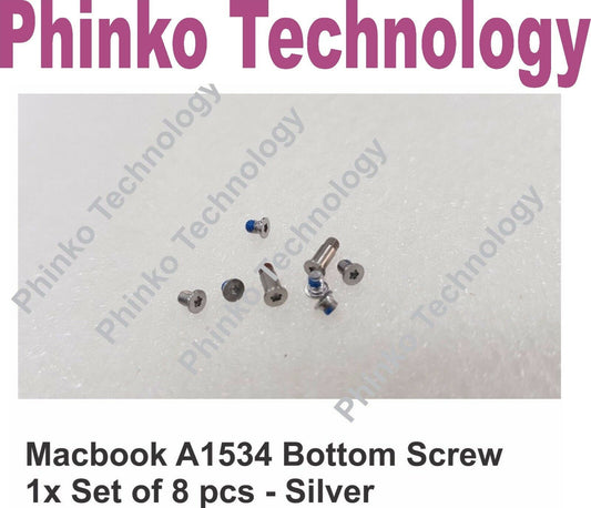 1x 8pcs Silver Bottom Case Lower Cover Screws For Macbook Pro 12" Retina A1534