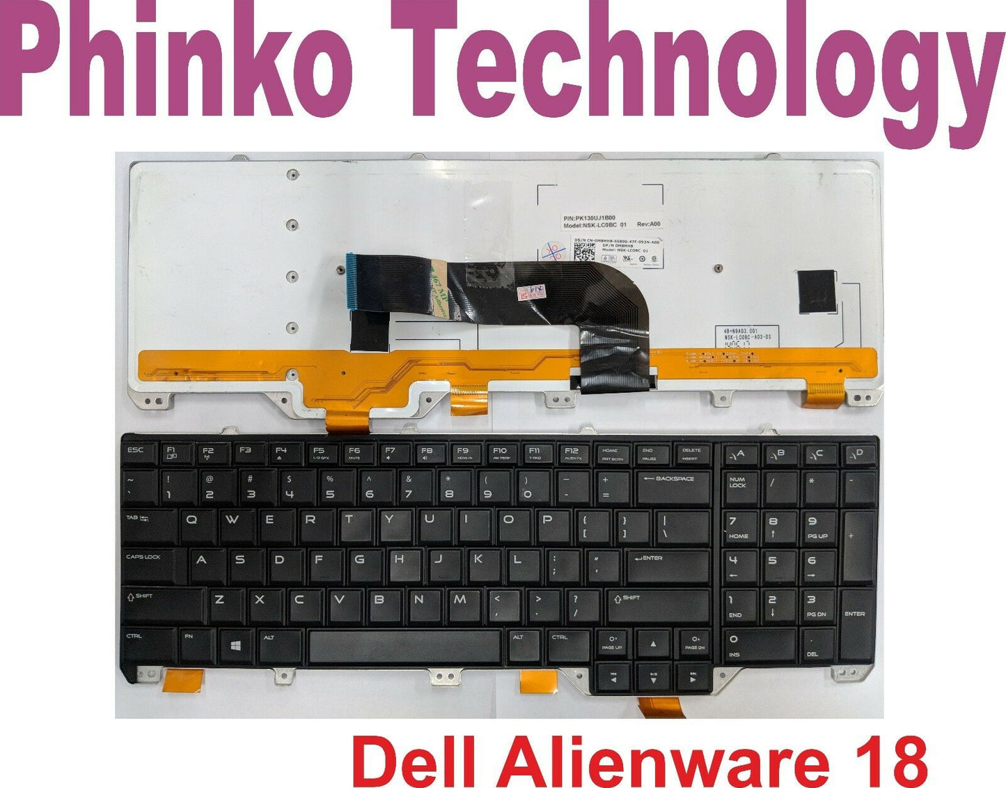 Used Keyboard for DELL Alienware 18 with Backlit + Frame US Teclado