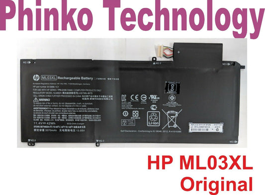 Genuine ML03XL 42Wh Battery for HP Spectre x2 12-A001DX HSTNN-IB7D 814060-850