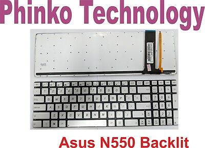 Keyboard for Asus N550 N750 N750J N750JK N750JV N550LF Q550 Q550L Silver Backlit