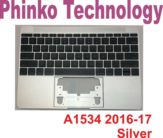 Apple Macbook Retina 12" A1534 2016-2017 Top Case Keyboard Palmrest US Silver