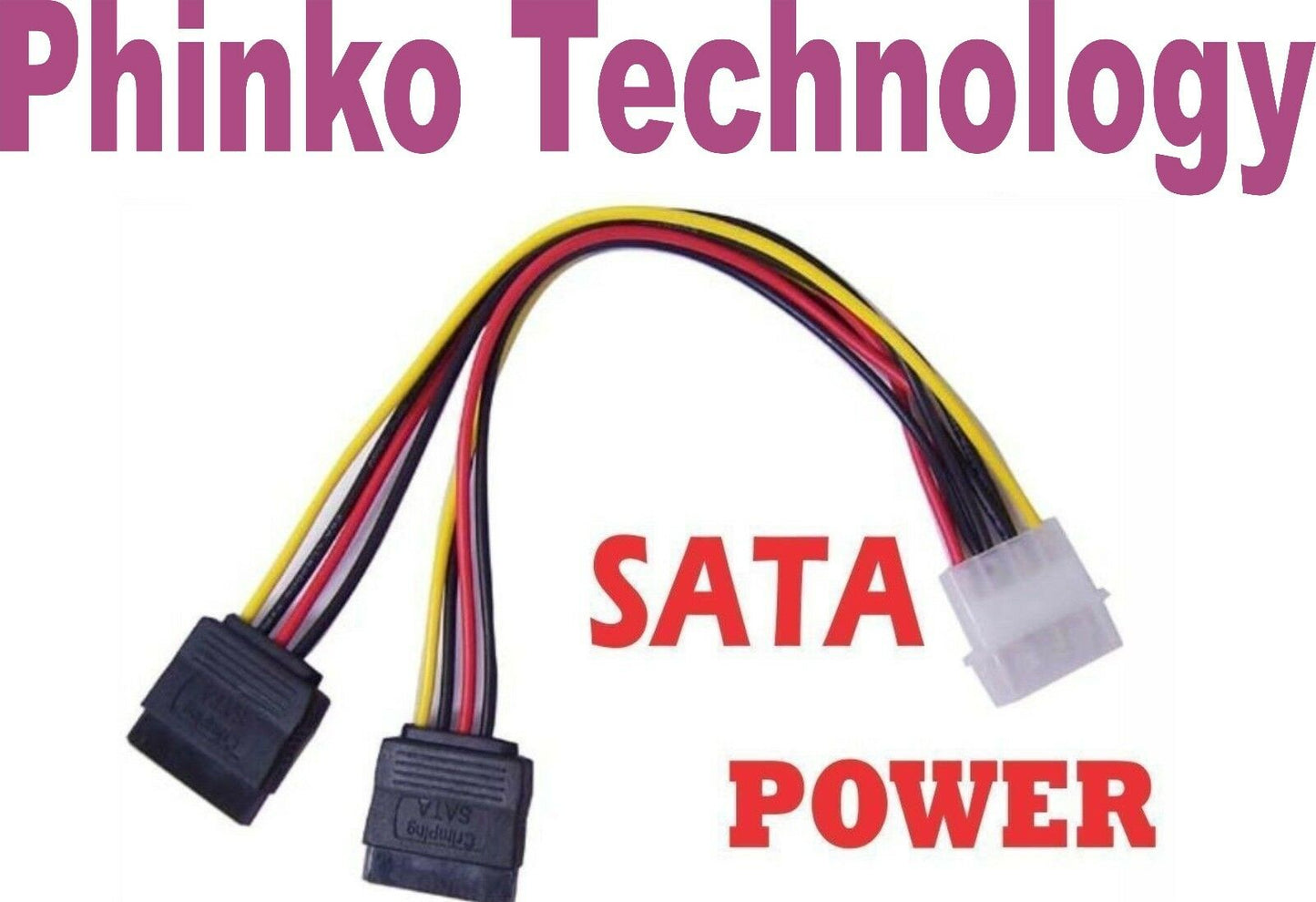 4 Pin IDE Molex to 2 of 15 Pin Serial ATA SATA Hard Drive Power Adapter Cable