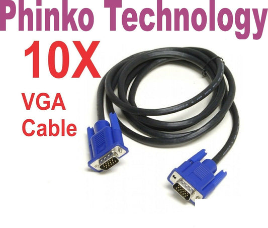 10X VGA to VGA CABLE 1.8M COMPUTER DISPLAY MONITOR PC CABLE 15 PIN MALE TO MALE