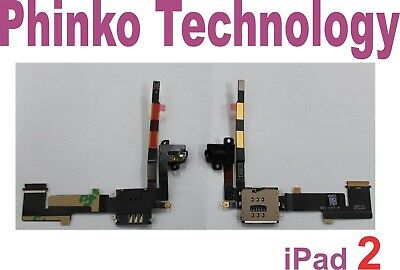 Headphone Audio Jack Socket+SIM Card Holder Connector Flex for Apple iPad 2 OEM