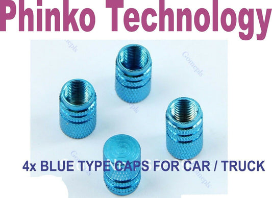 4PCS BLUE Auto Car Truck Tyre Wheel Round Ventil Valve Stems Cap
