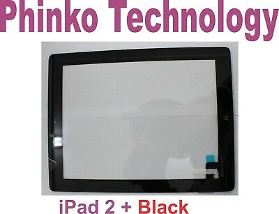 Black Apple iPad 2 Digitizer Glass with Home button + Touch Screen