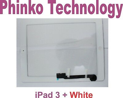 White Apple iPad 3 4 Digitizer Glass with Home button + Touch Screen