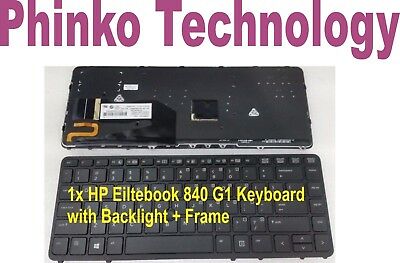 NEW HP EliteBook 840 G1 850 G1 ZBook 14 US laptop keyboard Backlight + FRAME