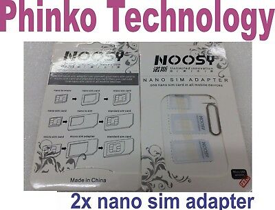 2x NOOSY 4 In 1 Nano Micro SIM Card to SIM Card Adapter Converter - WHITE