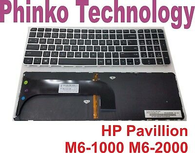 HP Pavilion M6  Envy M6 M6-1000 M6-2000 Keyboard US Black With backlit and FRAME