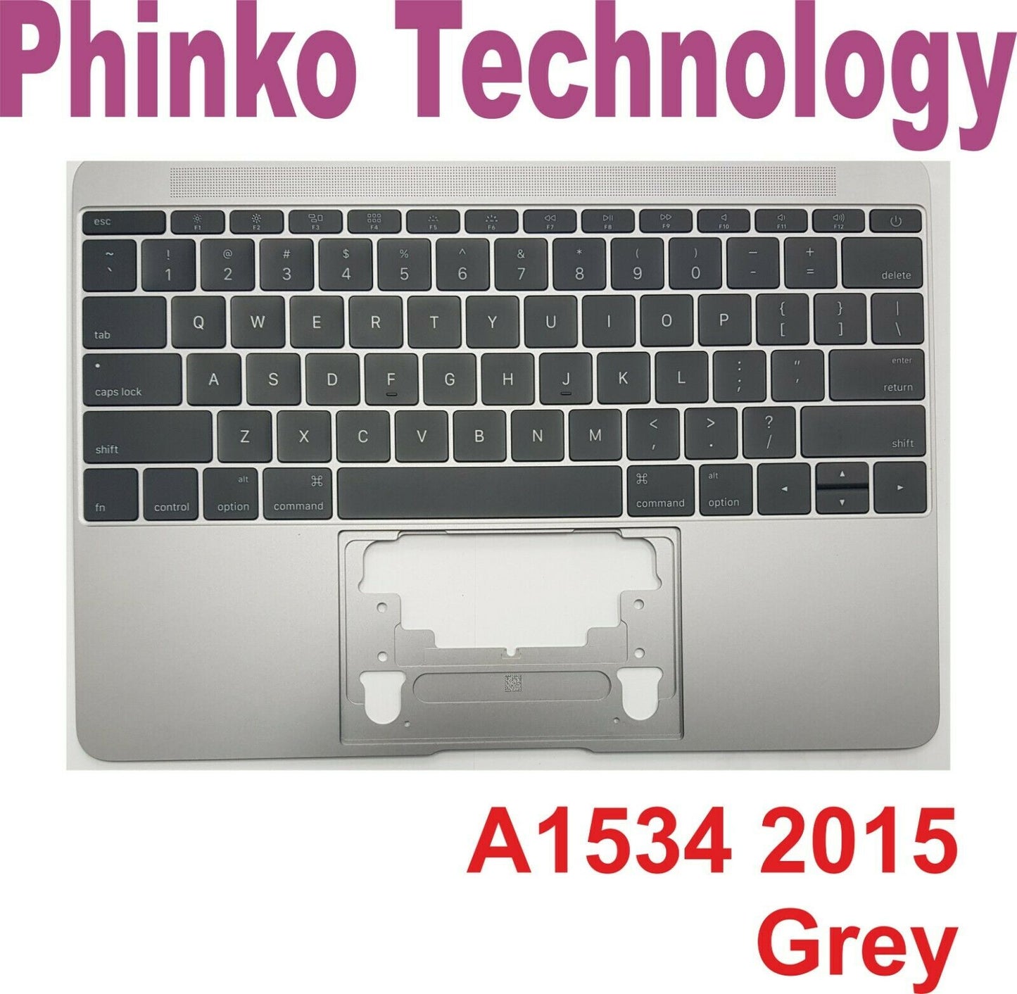 Apple Macbook Retina 12" A1534 2015 Top Case Palmrest Keyboard Grey 613-01195-A