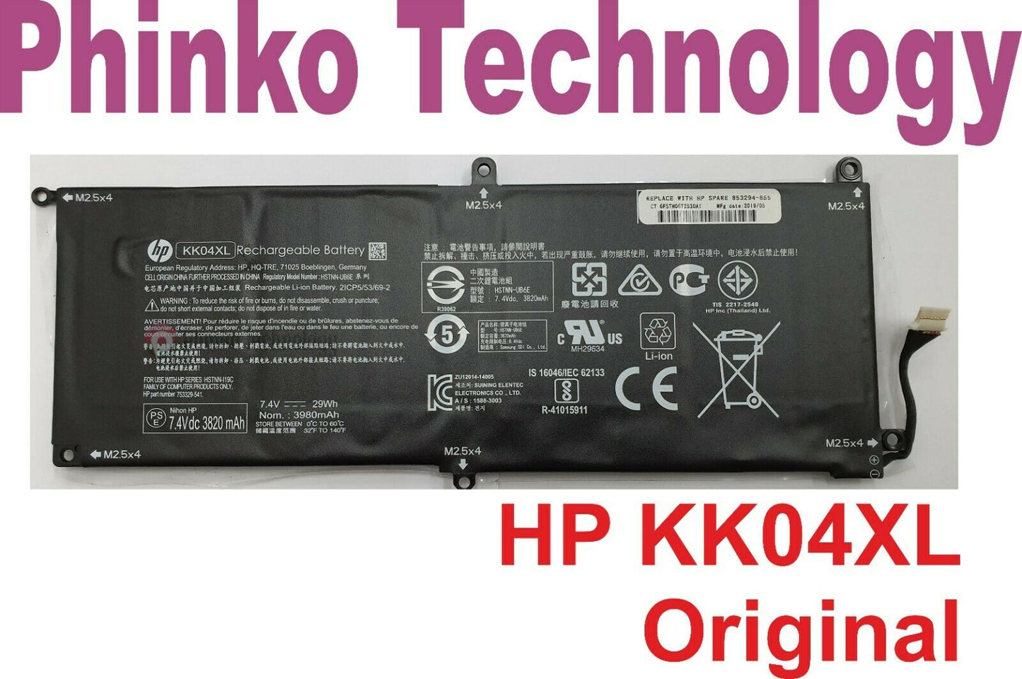 Original Battery for HP Pro x2 612 G1 Tablet KK04XL 29Wh