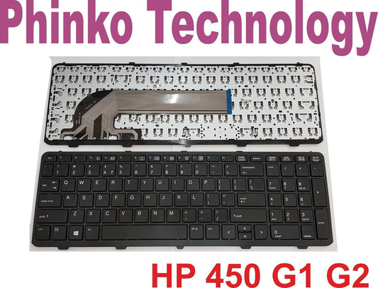 hp probook 450 455 G1 G2 laptop keyboard black US with FRAME