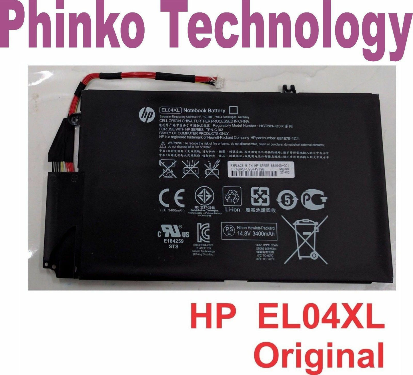 Original Laptop Battery for HP Envy Touchsmart 4-1000 EL04XL TPN-C102 HSTNN-IB3R