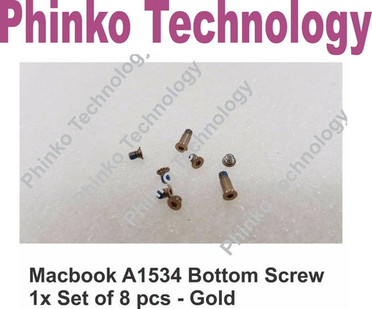 1x 8pcs Gold Bottom Case Lower Cover Screws For Macbook Pro 12" Retina A1534